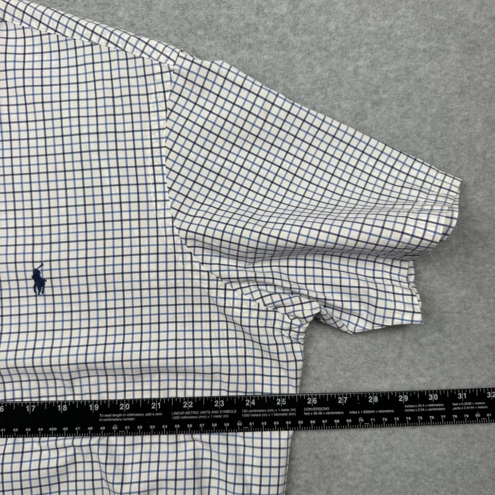 Lot of 4 Polo Ralph Lauren Mens Shirts XL Gingham Tattersall Blue White stained